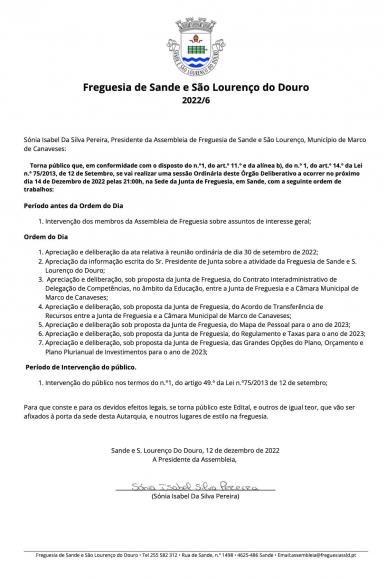 Edital - Assembleia de Freguesia - 2022/06